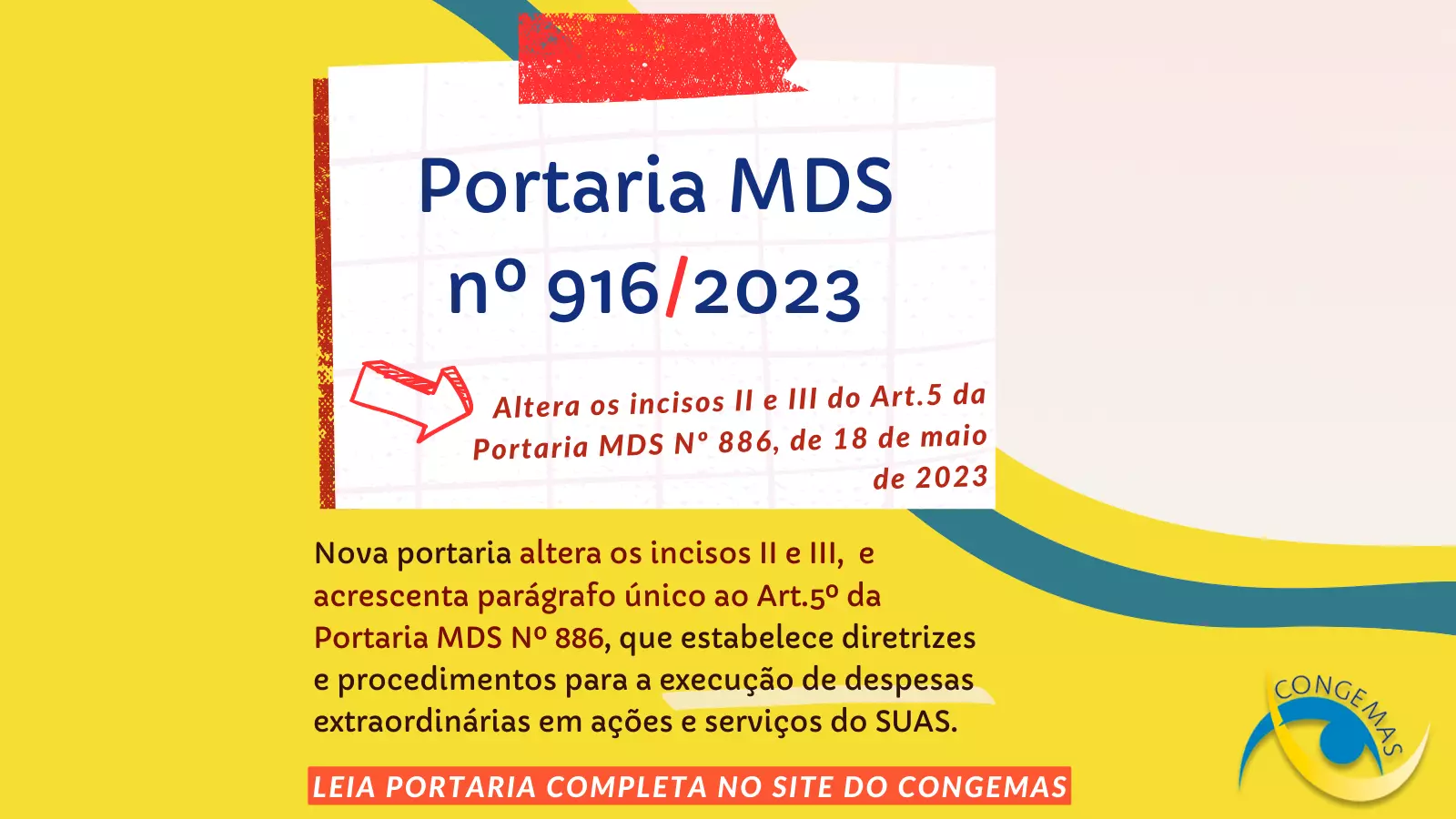 PORTARIA MDS Nº 916/2023 é publicada e traz alterações à Portaria MDS Nº 886/2023